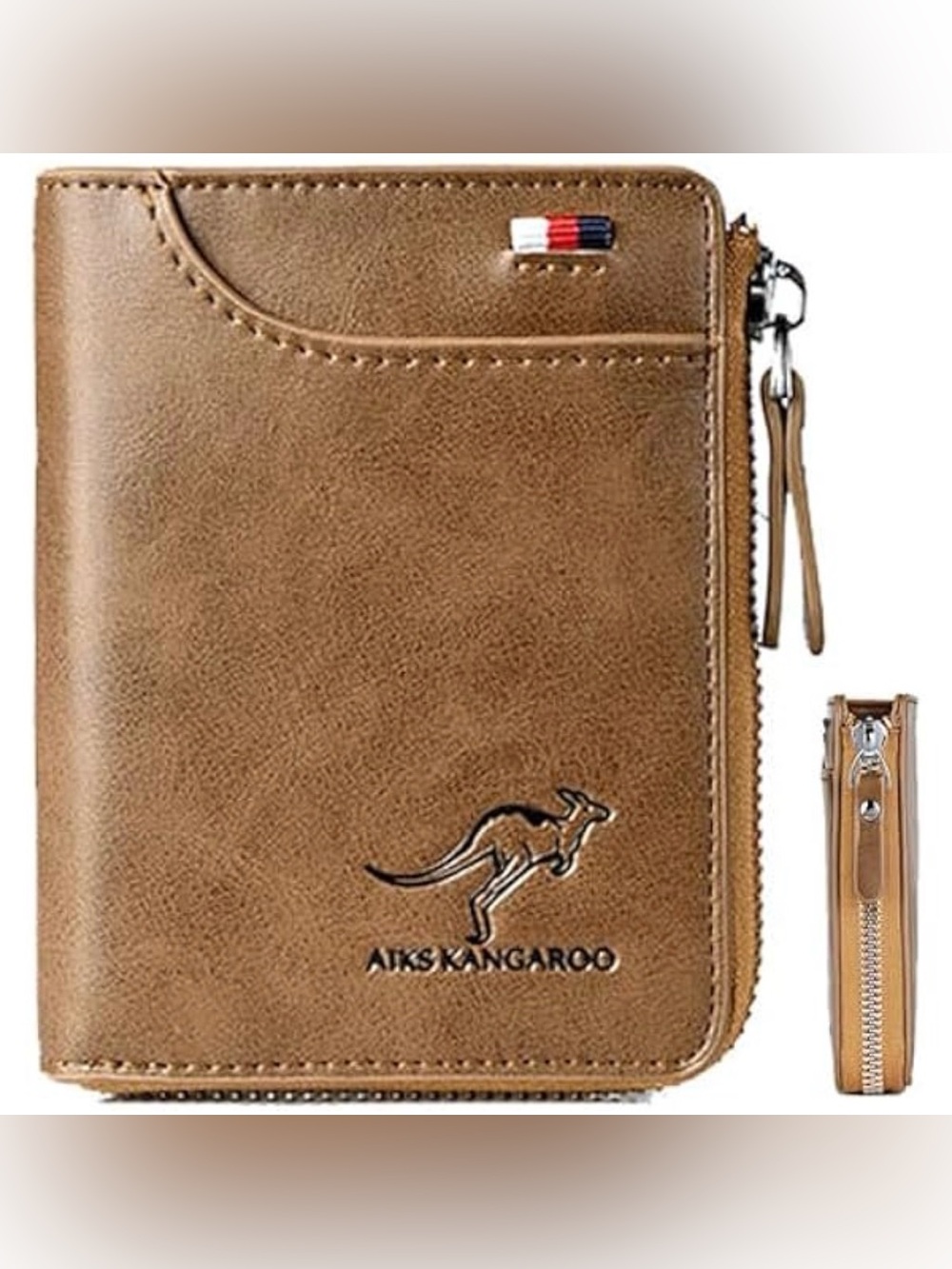 Men's Brown Leather Zip Wallet SKU 85